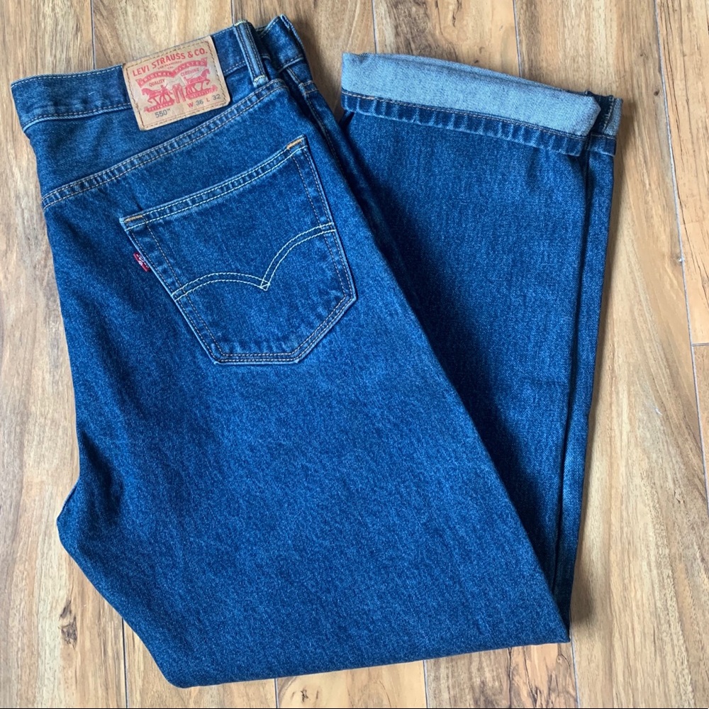 levis 550 relaxed fit blue jeans 36x32